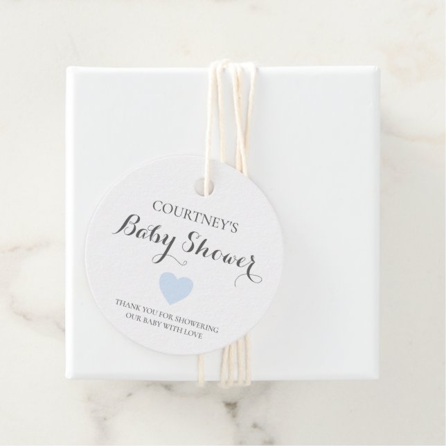 Cute Simple Blue Heart Boy Shower Gåvor Etiketter (På plats)
