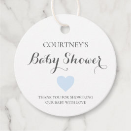 Cute Simple Blue Heart Boy Shower Gåvor Etiketter