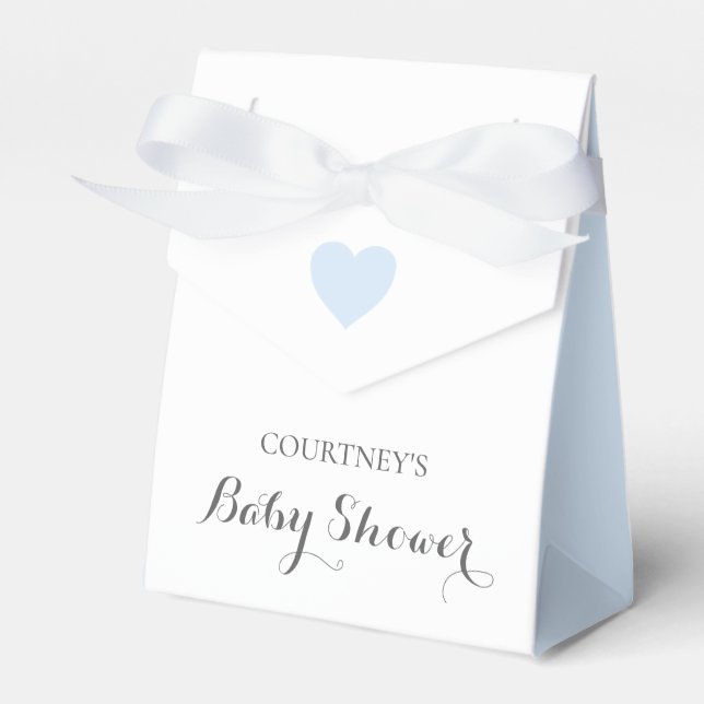 Cute Simple Blue Heart Boy Shower Presentaskar (Framsidan Sidan)