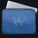 Cute Simple Blue Monogram Cursive Namn & Initial Laptop Fodral<br><div class="desc">En söt,  blå monogramdesign med ett enkelt kursivt monogram namn och en början.</div>