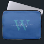 Cute Simple Blue Monogram Cursive Namn & Initial Laptop Fodral<br><div class="desc">En söt,  blå monogramdesign med ett enkelt kursivt monogram namn och en början.</div>