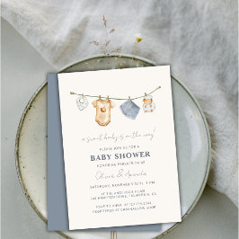Cute Simple Boho Clothesline Baby Shower Inbjudningar