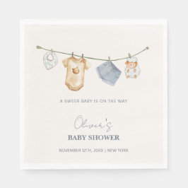 Cute Simple Boho Clothesline Baby Shower Pappersservett