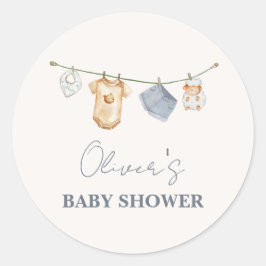 Cute Simple Boho Clothesline Baby Shower Runt Klistermärke