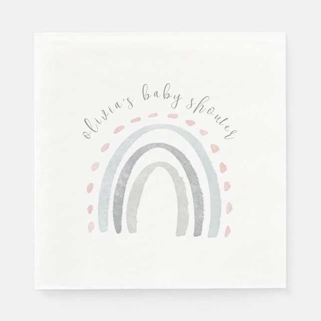 Cute Simple Boho Rainbow Baby Shower Pappersservett (Framsidan)