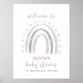 Cute Simple Boho Rainbow Baby Shower Välkommen Poster
