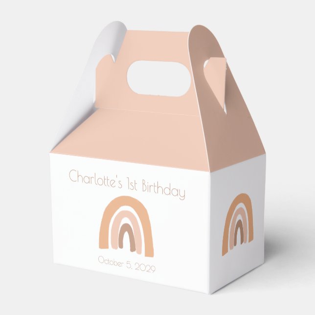 Cute Simple Boho Rainbow Rosa Pastel 1:a födelseda Presentaskar (Framsidan Sidan)