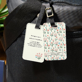 Cute Simple Botanical Pink Blue Flower Floral Bagagebricka