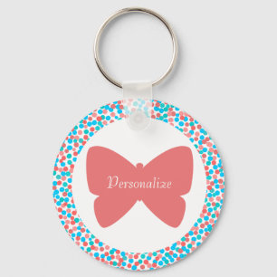 Cute Simple Butterfly Custom Name Keychain 2-sidig Nyckelring