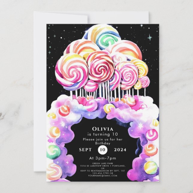 Cute Simple Candyland Birthday Inbjudningar (Framsida)