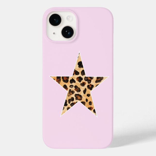 Cute Simple Cheetah Print Star Rosa iphone case (Baksida)