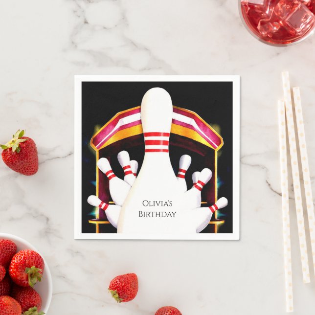 Cute Simple Children's Bowling Birthday Pappersservett (Insitu)