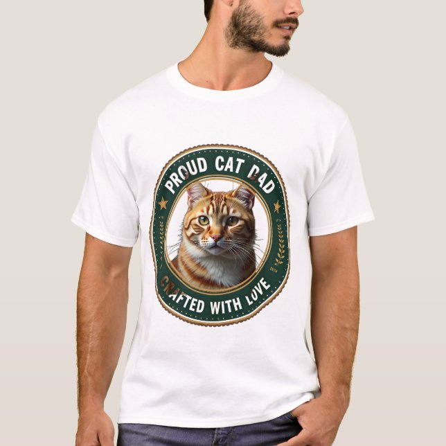 Cute Simple Design Custom Cat Dad Cat Lover T Shirt (Framsida)