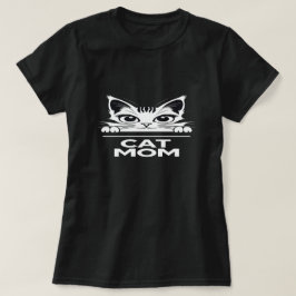Cute simple design womens black cat lover mom t shirt