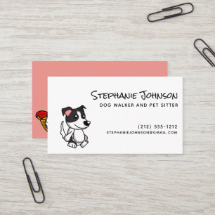 Cute Simple Dog Walker eller Pet Sitta Rosa Black Visitkort