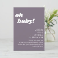 Cute Simple Dusty Lila Modern Oh Baby Shower