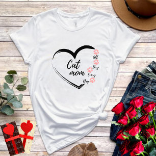 Cute simple eart design women cat lover mamma t shirt