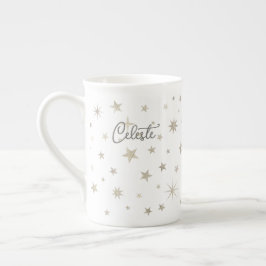 Cute Simple Gender Neutral White Silver Star Fairy Benporslin Mugg