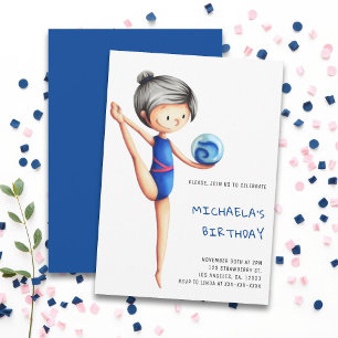 Cute Simple Girl Gymnastics Födelsedagsfest Inbjudningar