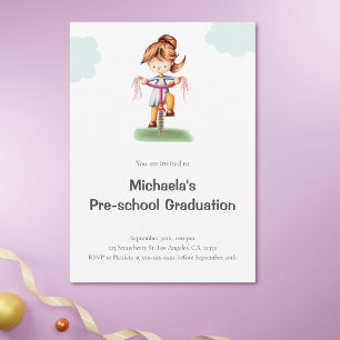 Cute Simple Girl Preschool Studenten Inbjudningar