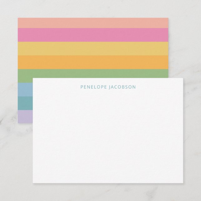 Cute Simple Girly Pastel Rand Personlig Namn Tack Kort (Fram/baksida)