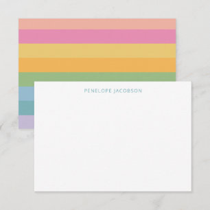 Cute Simple Girly Pastel Rand Personlig Namn Tack Kort