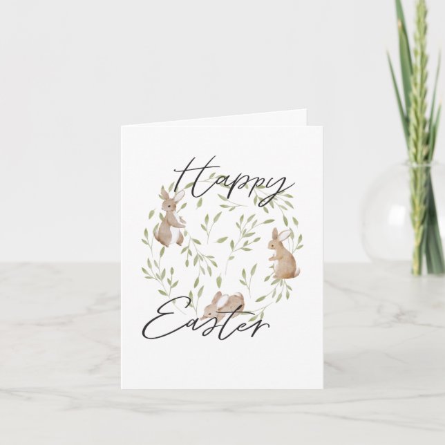 Cute Simple Glad påsk Bunny Greeting Card Kort (Framsida)