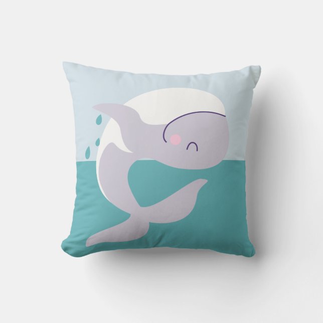 Cute simple Graphics leaping whale plantskola art. Kudde (Framsida)