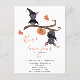 Cute Simple Halloween Fladdermus Barns andra födel Inbjudan Vykort