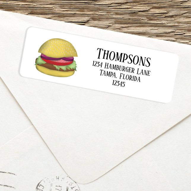 Cute Simple Hamburger Returadress Etikett (Simple Hamburger return address label. )