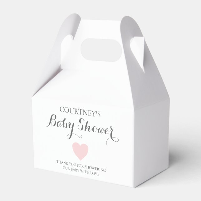 Cute Simple Heart Girl Rosa Baby Shower Presentaskar (Framsidan Sidan)