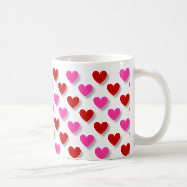 Cute Simple Heart Mönster Kaffemugg (Höger)