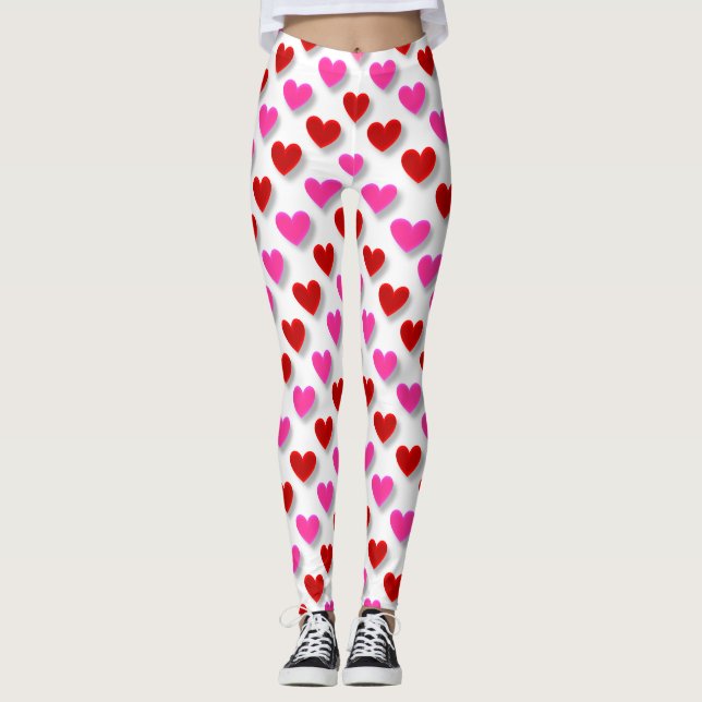 Cute Simple Heart Mönster Leggings (Framsida)