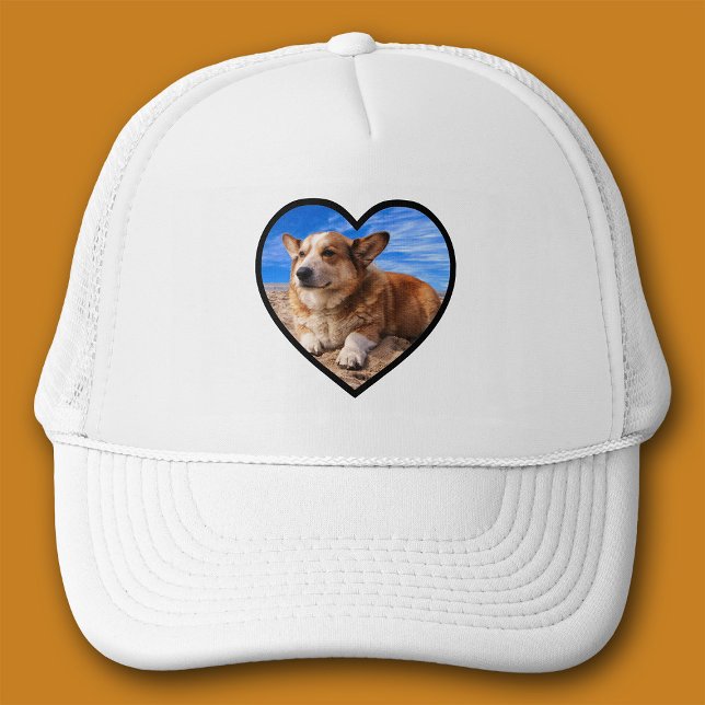 Cute Simple Heart Shape Cutout Photo Template Kärl Keps (Heart frame love photo trucker hat)