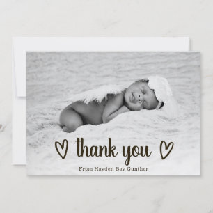 Cute Simple Heart Tack Photo Birth Meddelande