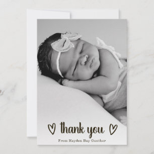 Cute Simple Heart Tack Photo Birth Meddelande