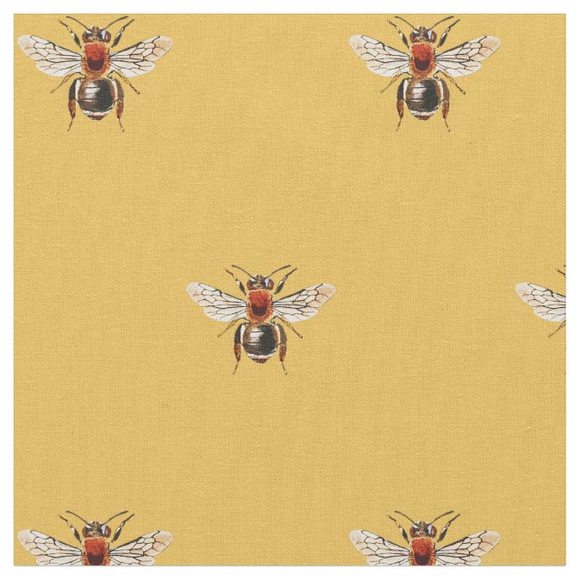 Cute Simple honey Bee Mönster på Gulten Tyg (Närbild)