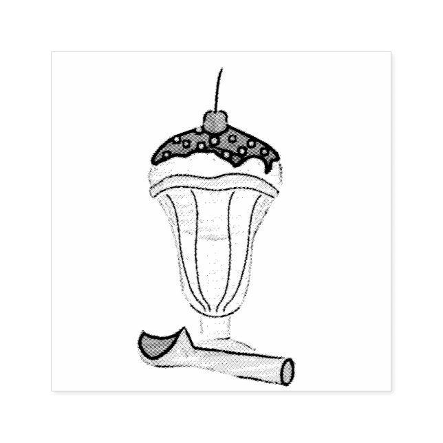Cute Simple Ice Cream Sundae Minimalist Treat Stämpel (Tryck)