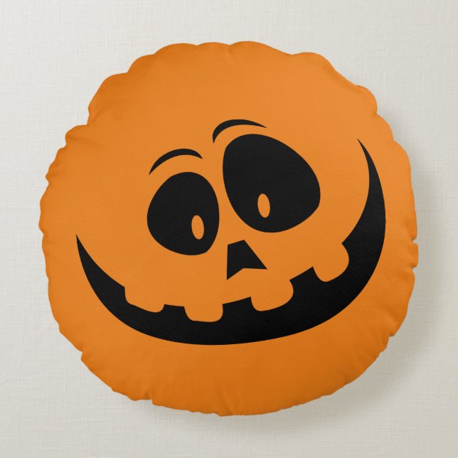 Cute Simple Jack o lantern Rund Kudde (Framsidan)