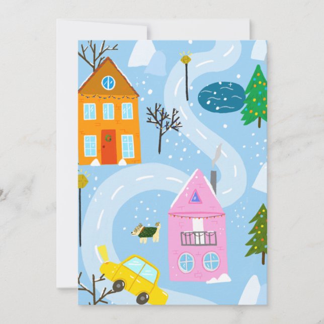 Cute Simple jul Winter Snowfall-Helgdag Card Julkort (Framsida)