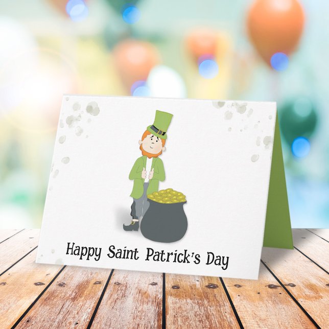 Cute Simple Leprechaun St. Patrick Day Grönt Kort (Skapare uppladdad)
