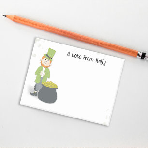 Cute Simple Leprechaun St. Patrick Day Grönt Post-it Block