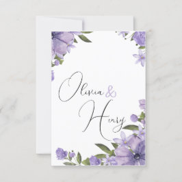 Cute Simple Lila and White bröllopsinbjudning Inbjudningar