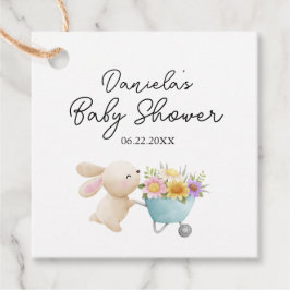Cute Simple Little Bunny Wildblomma Baby Shower Gåvor Etiketter