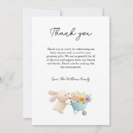 Cute Simple Little Bunny Wildblomma Baby Shower Tack Kort