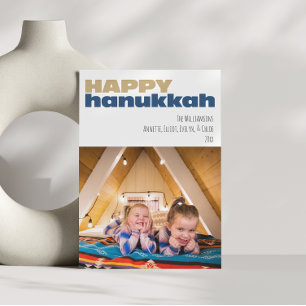 Cute Simple Lycklig Hanukkah Anpassningsbar Photo  Julkort