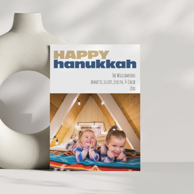Cute Simple Lycklig Hanukkah Anpassningsbar Photo  Julkort (Skapare uppladdad)
