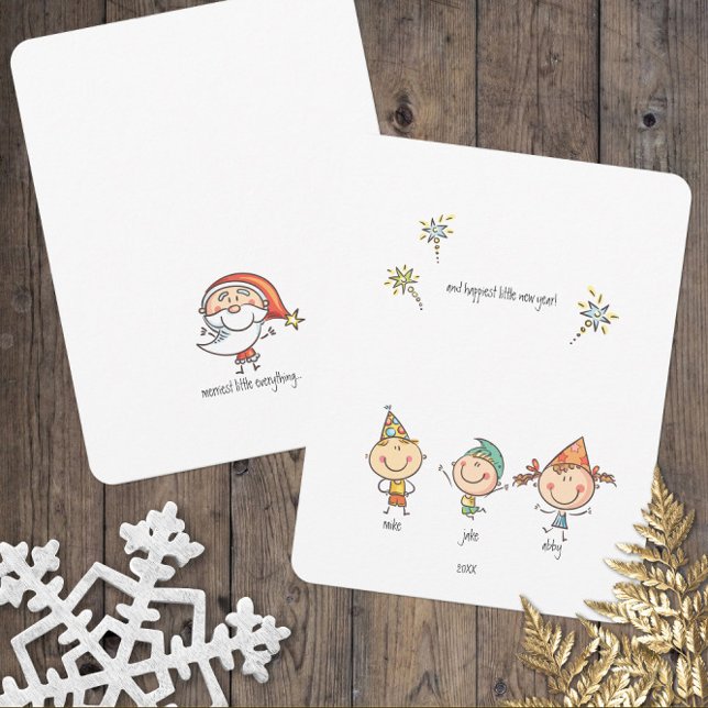Cute Simple Merry Allt Gott nytt år Julkort (Cute Merry Little Christmas Cards)