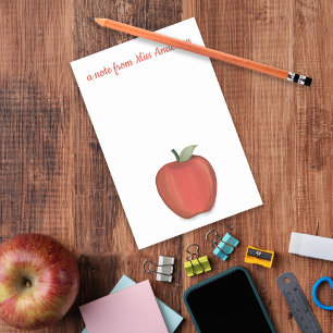 Cute Simple Minimalist Red Teacher's Apple Post-it Block