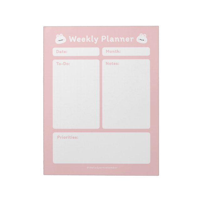 Cute Simple Minimalist Weekly Planner Anteckningsblock (Roterad)